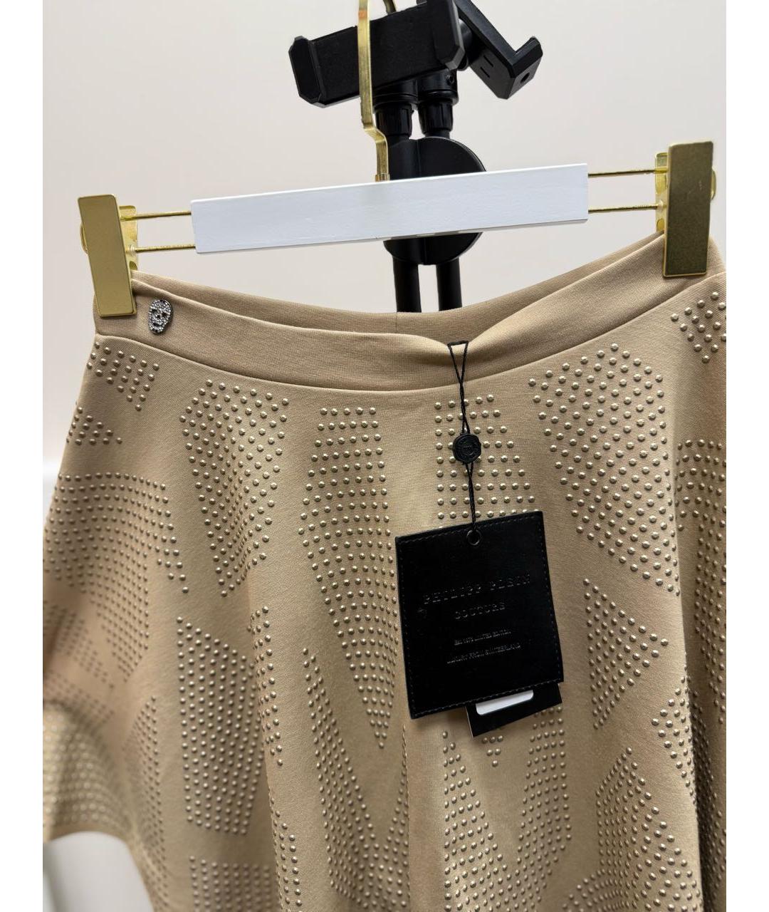 PHILIPP PLEIN Бежевая вискозная юбка миди, фото 3