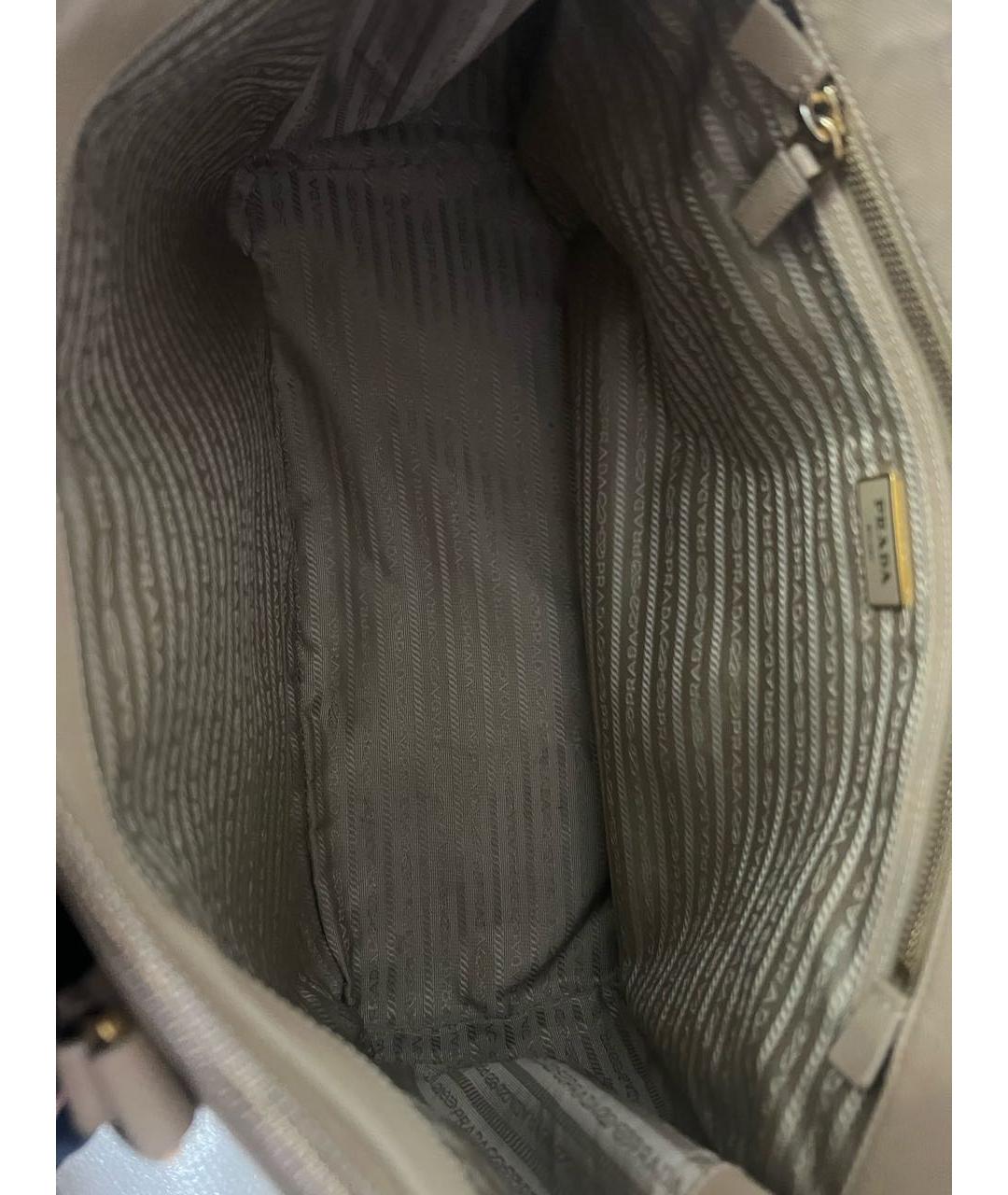 PRADA Бежевая кожаная сумка с короткими ручками, фото 4