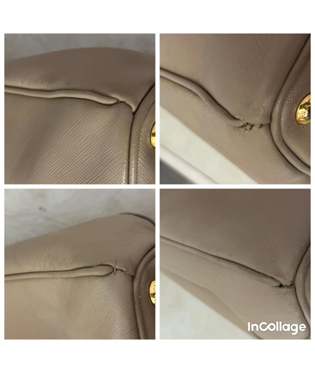 PRADA Бежевая кожаная сумка с короткими ручками, фото 5