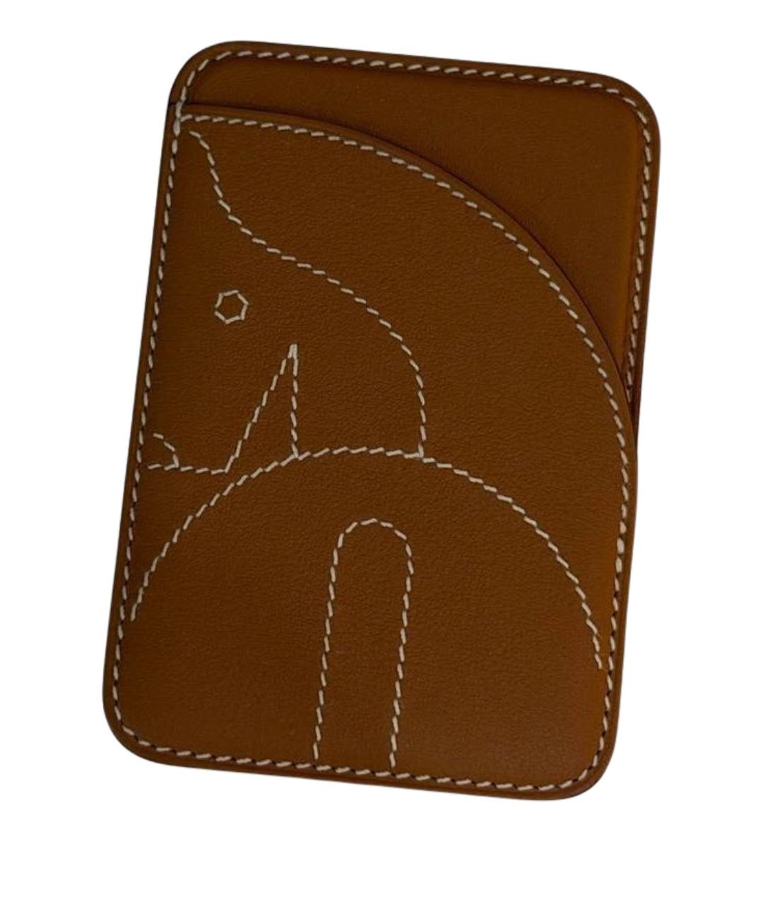 HERMES Коричневый кожаный кардхолдер, фото 1