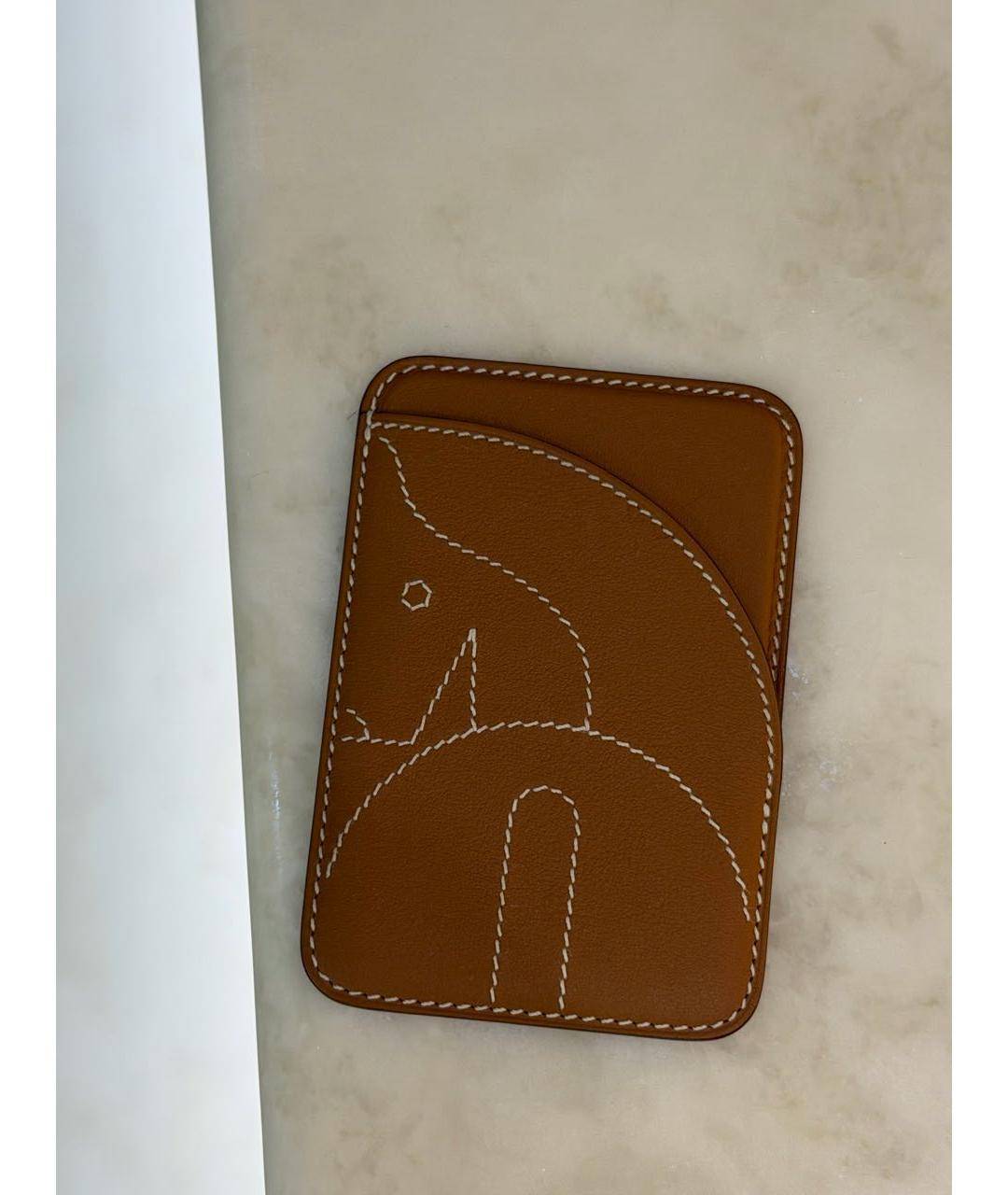 HERMES Коричневый кожаный кардхолдер, фото 3
