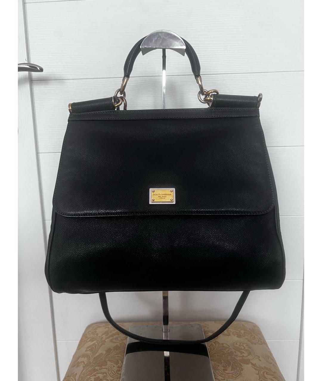 DOLCE&GABBANA Черная кожаная сумка с короткими ручками, фото 8