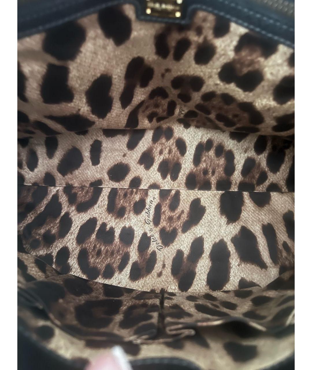 DOLCE&GABBANA Черная кожаная сумка с короткими ручками, фото 4