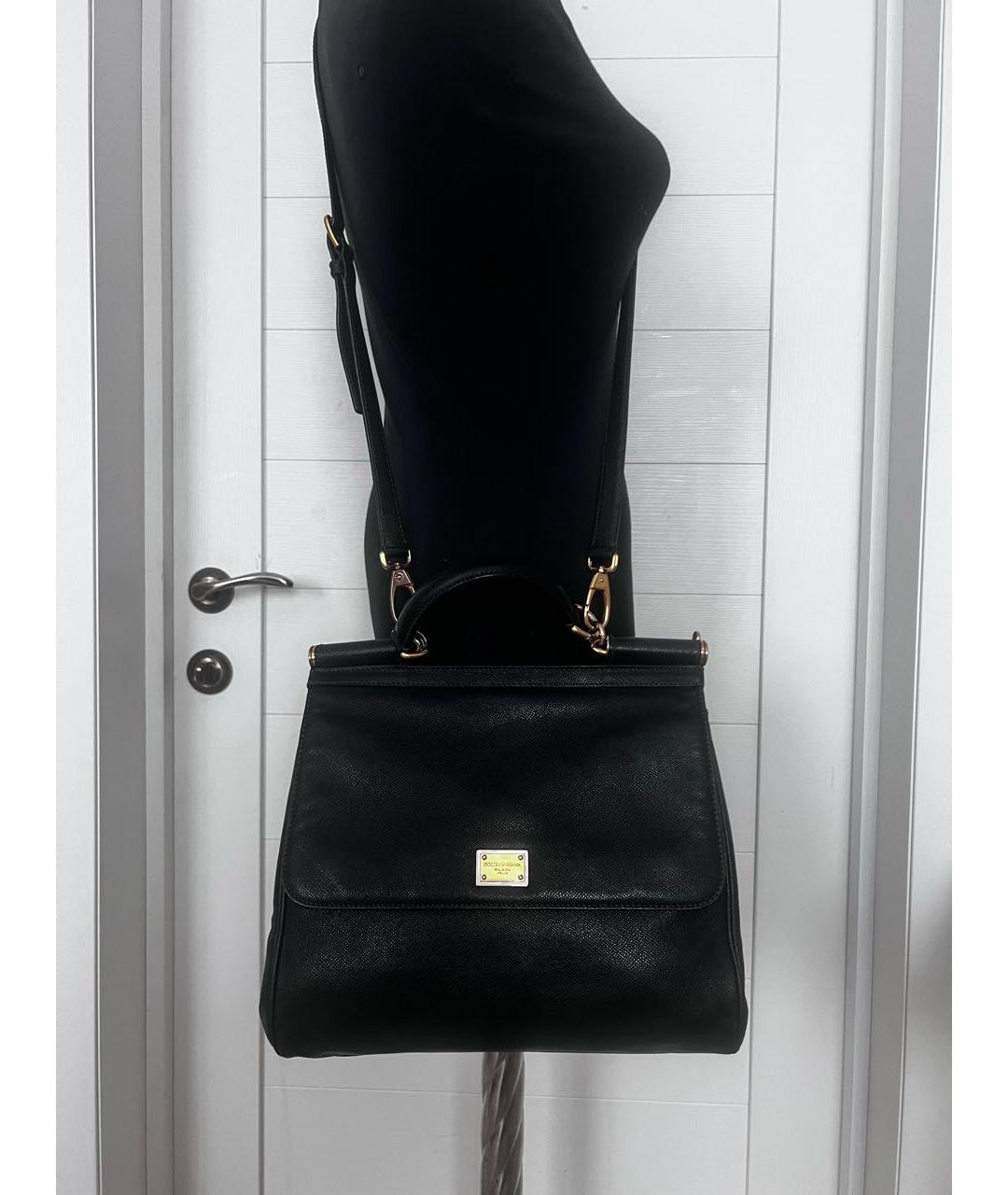 DOLCE&GABBANA Черная кожаная сумка с короткими ручками, фото 7