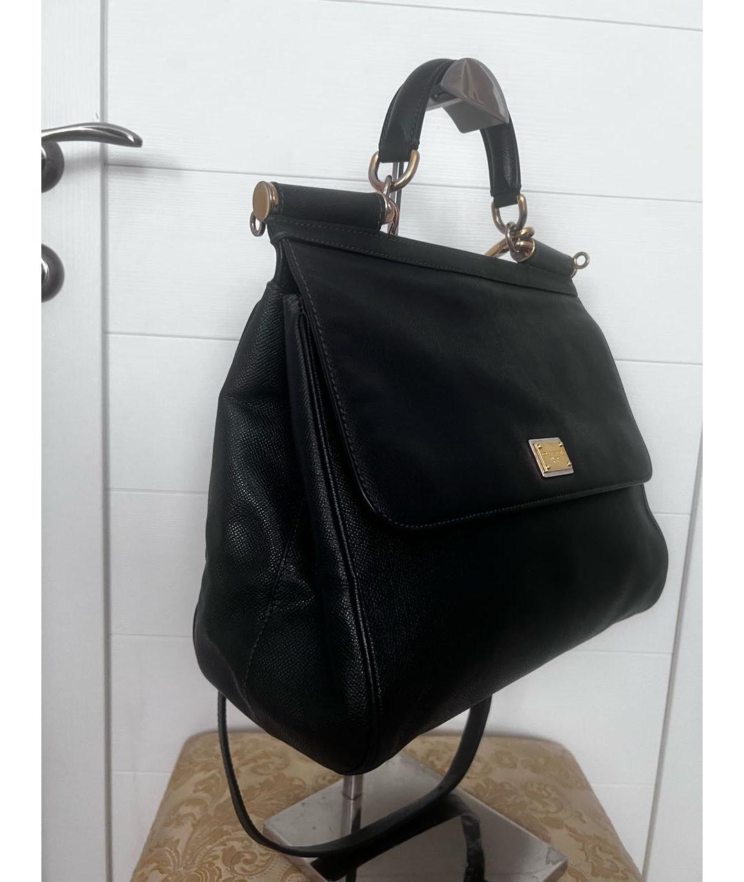 DOLCE&GABBANA Черная кожаная сумка с короткими ручками, фото 2