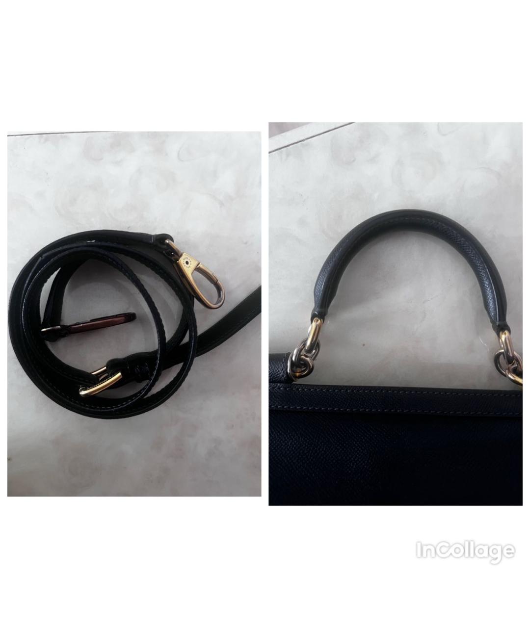 DOLCE&GABBANA Черная кожаная сумка с короткими ручками, фото 6