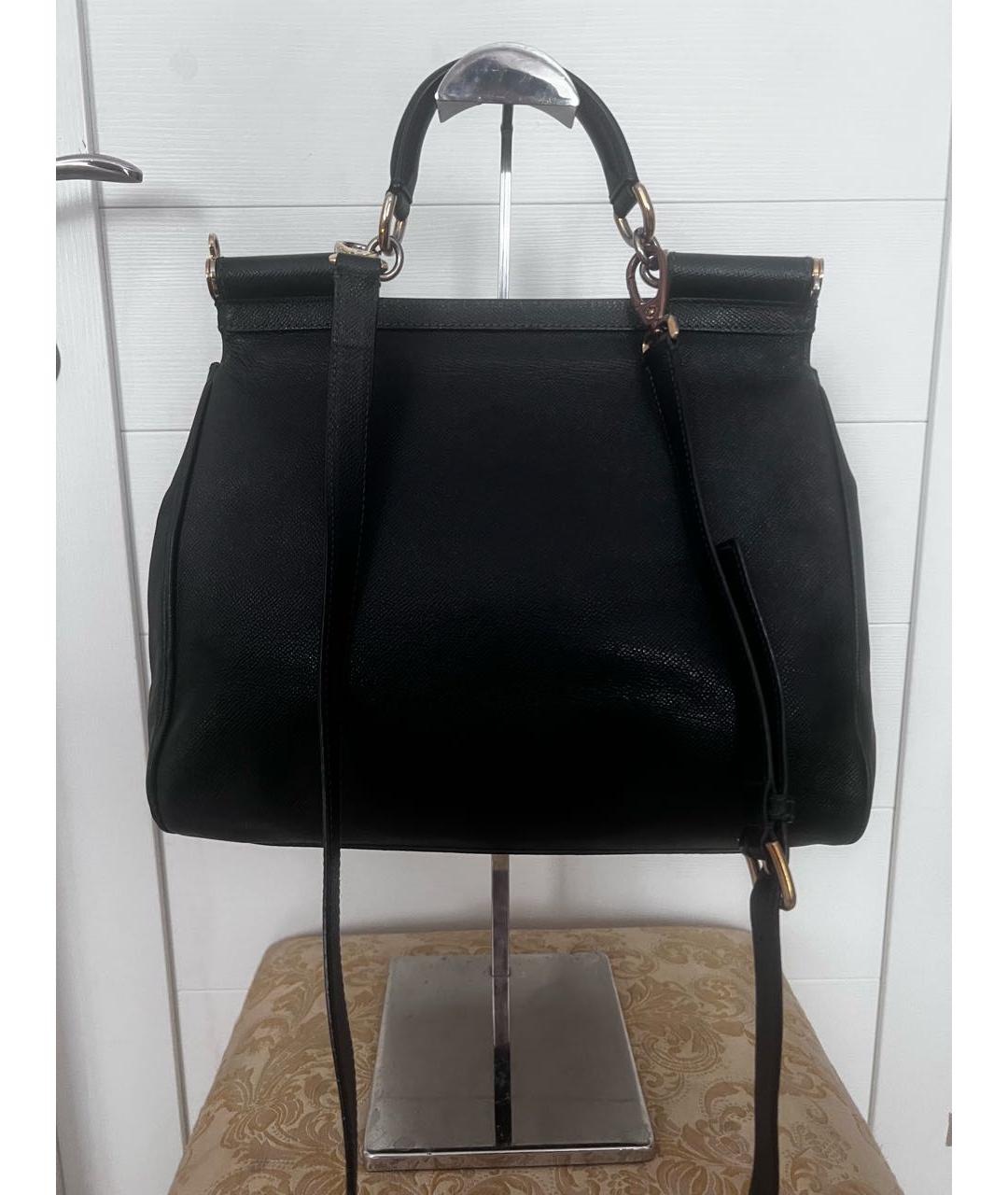 DOLCE&GABBANA Черная кожаная сумка с короткими ручками, фото 3