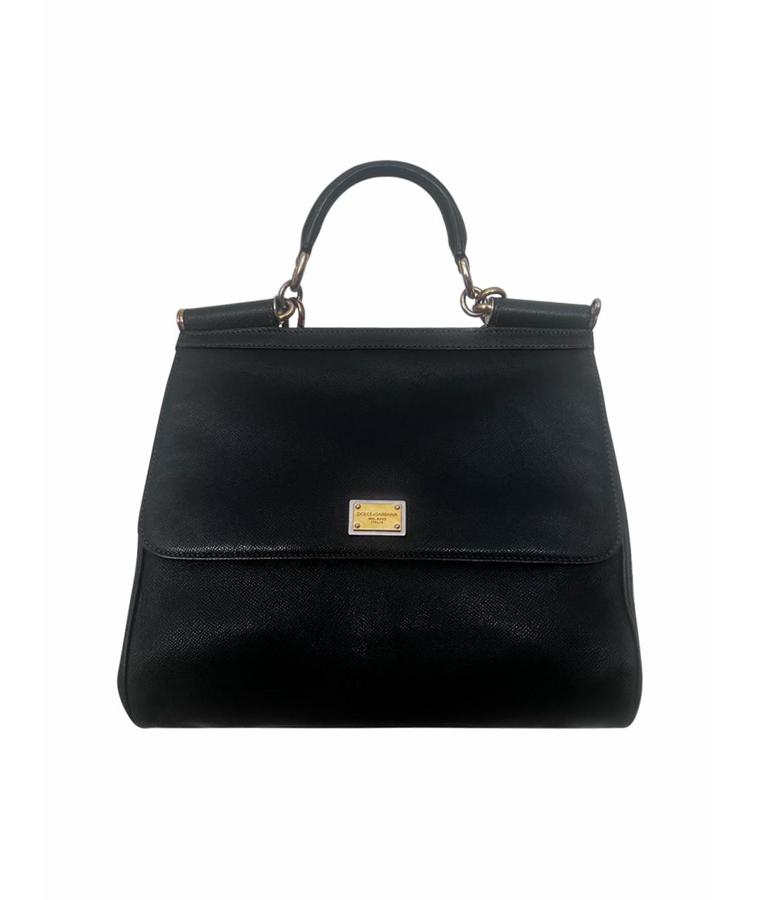 DOLCE&GABBANA Черная кожаная сумка с короткими ручками, фото 1