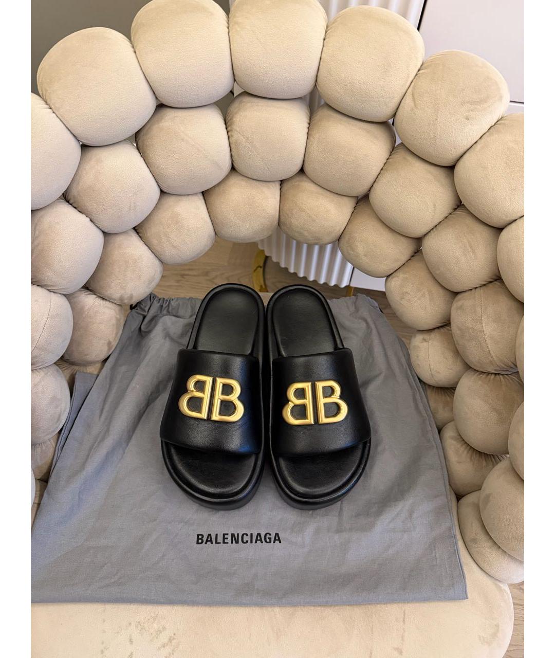 BALENCIAGA Черные кожаные сандалии, фото 2