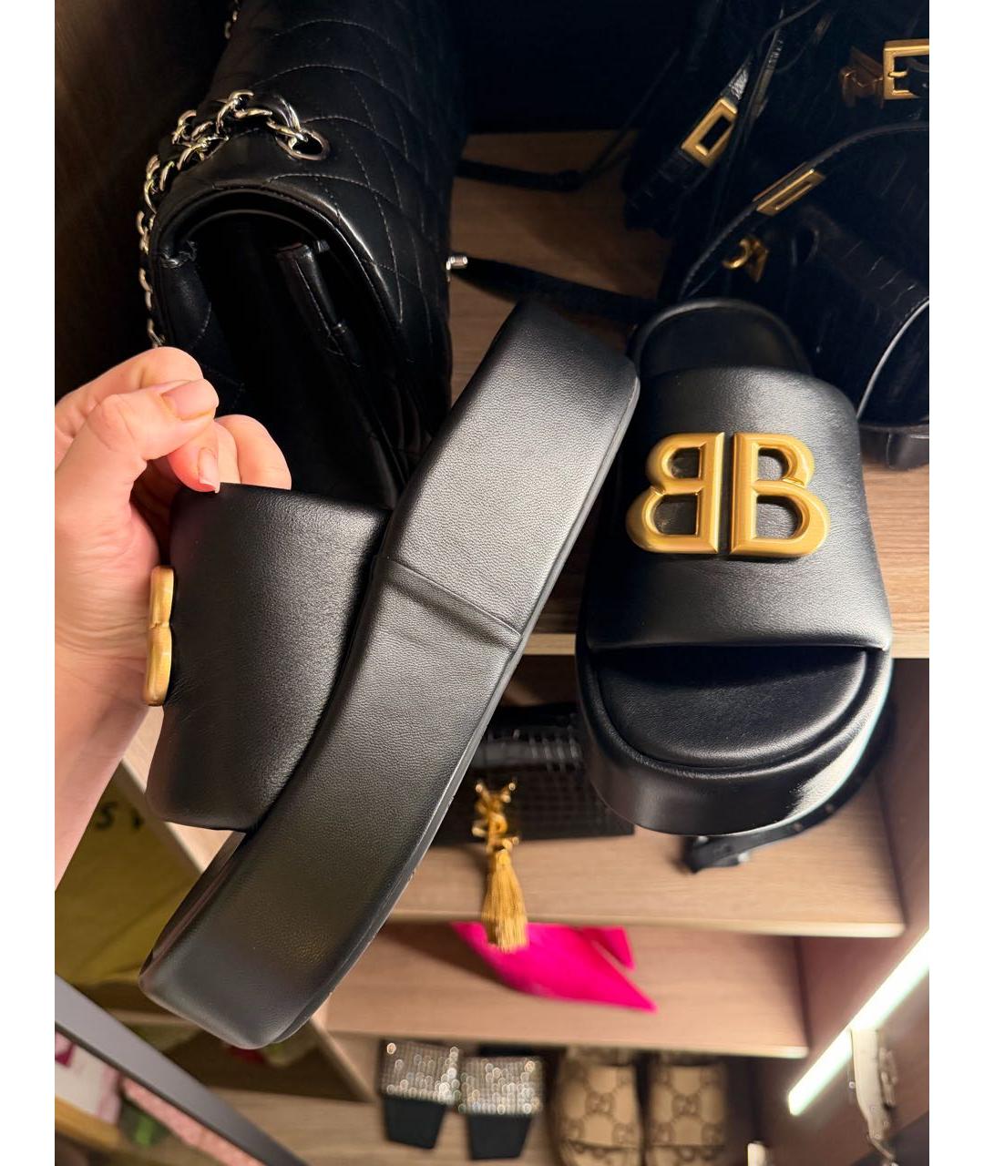 BALENCIAGA Черные кожаные сандалии, фото 7