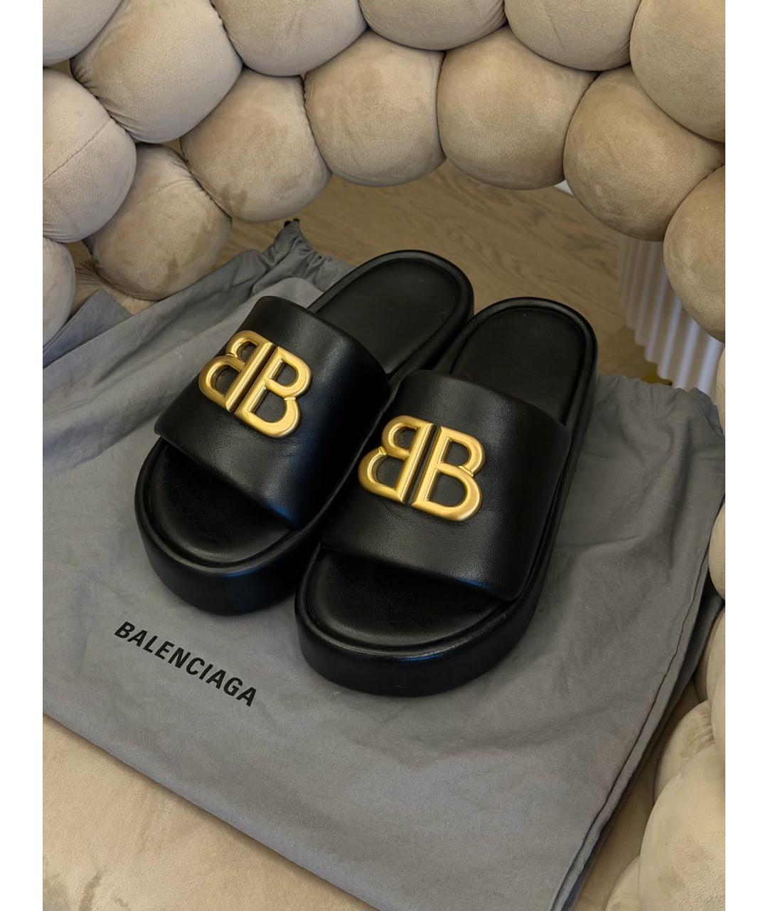 BALENCIAGA Черные кожаные сандалии, фото 4