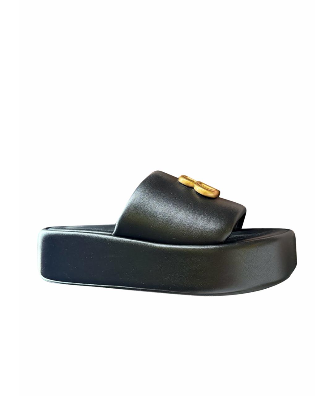 BALENCIAGA Черные кожаные сандалии, фото 1