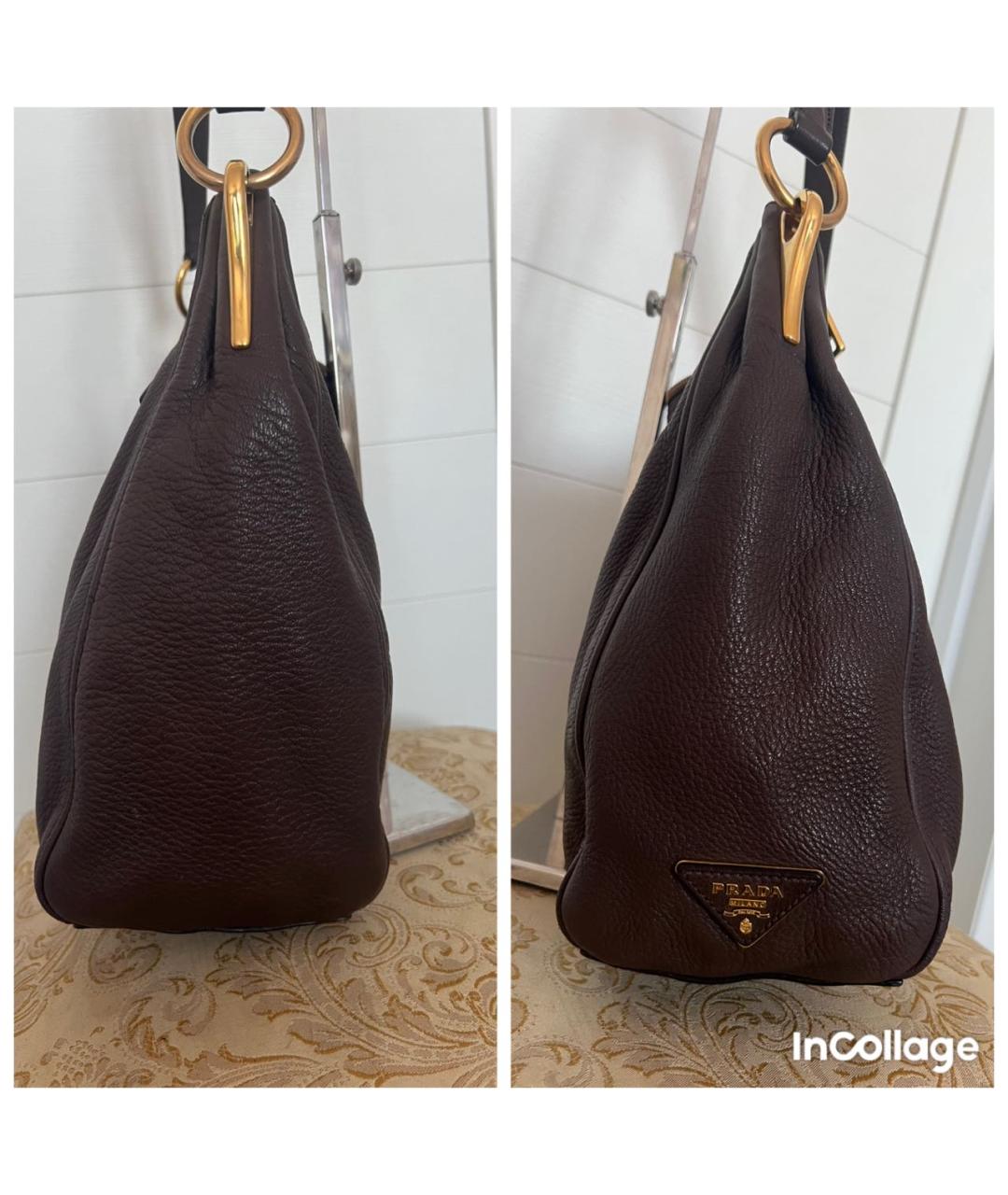 PRADA Коричневая кожаная сумка через плечо, фото 5