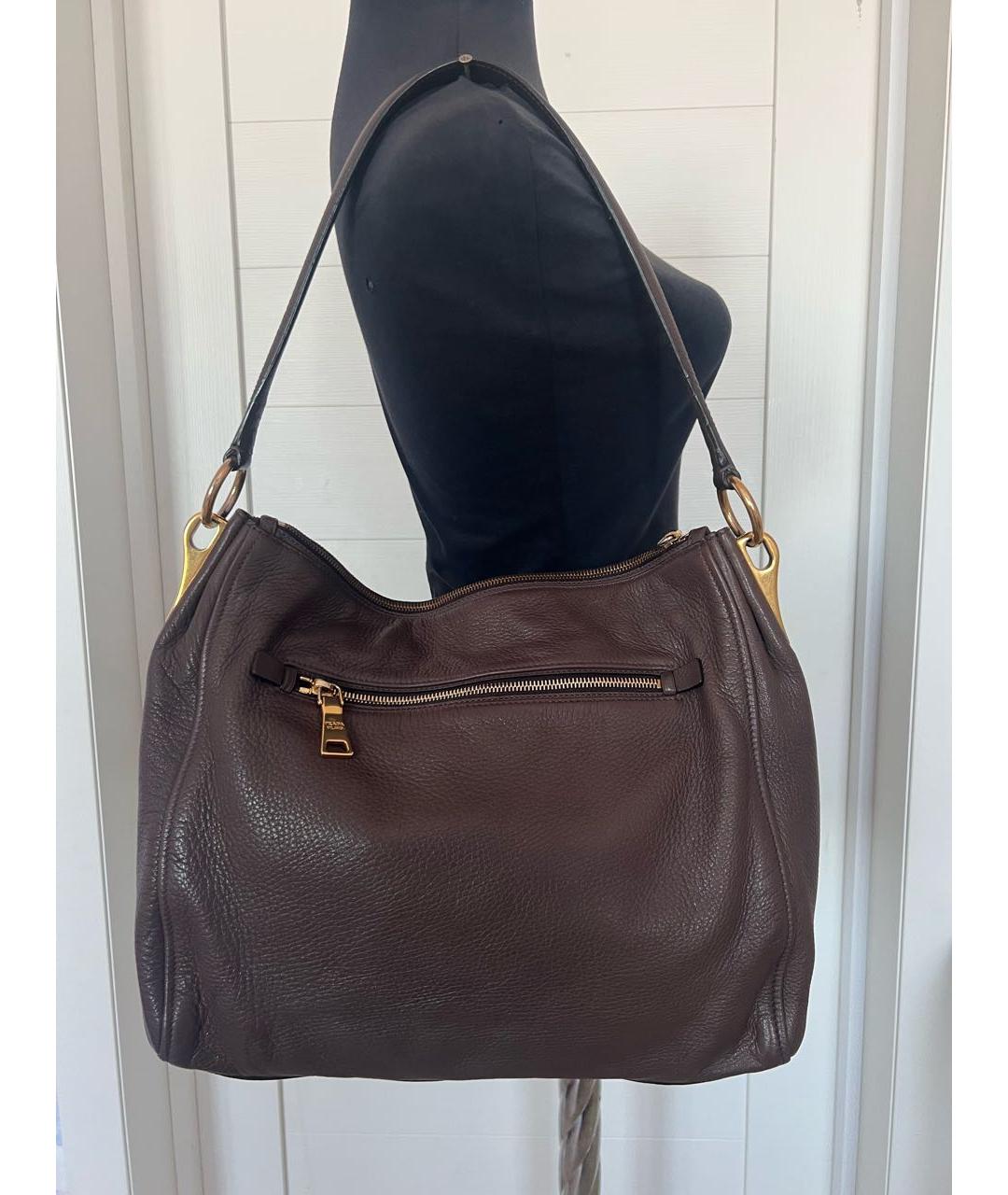 PRADA Коричневая кожаная сумка через плечо, фото 3