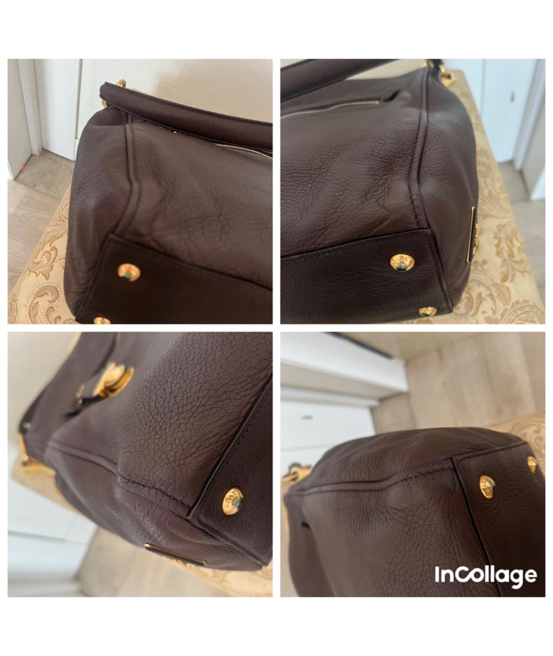 PRADA Коричневая кожаная сумка через плечо, фото 6