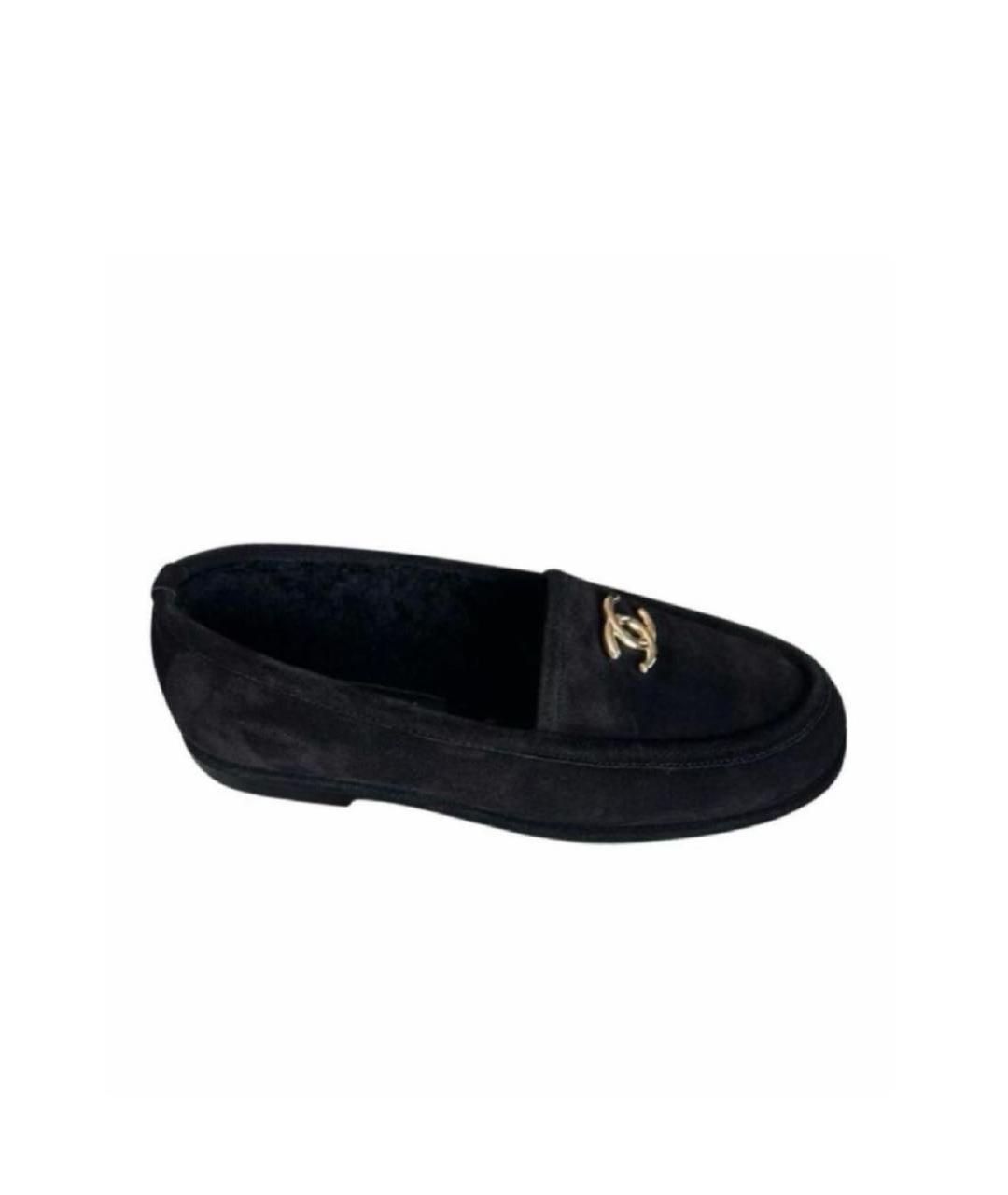 CHANEL Черные замшевые лоферы, фото 2