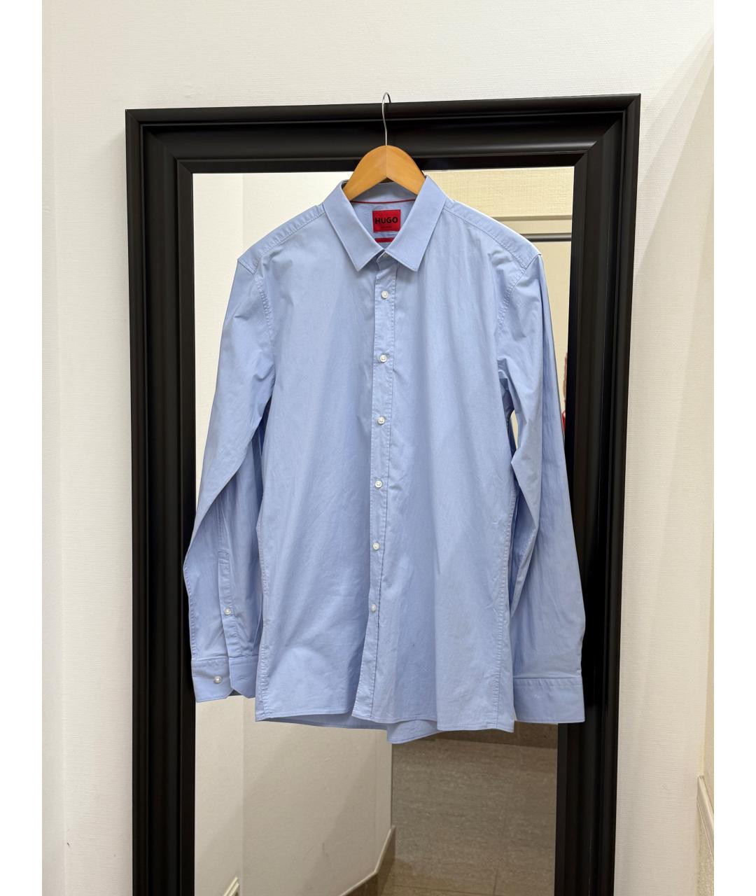 HUGO BOSS Голубая хлопковая классическая рубашка, фото 7