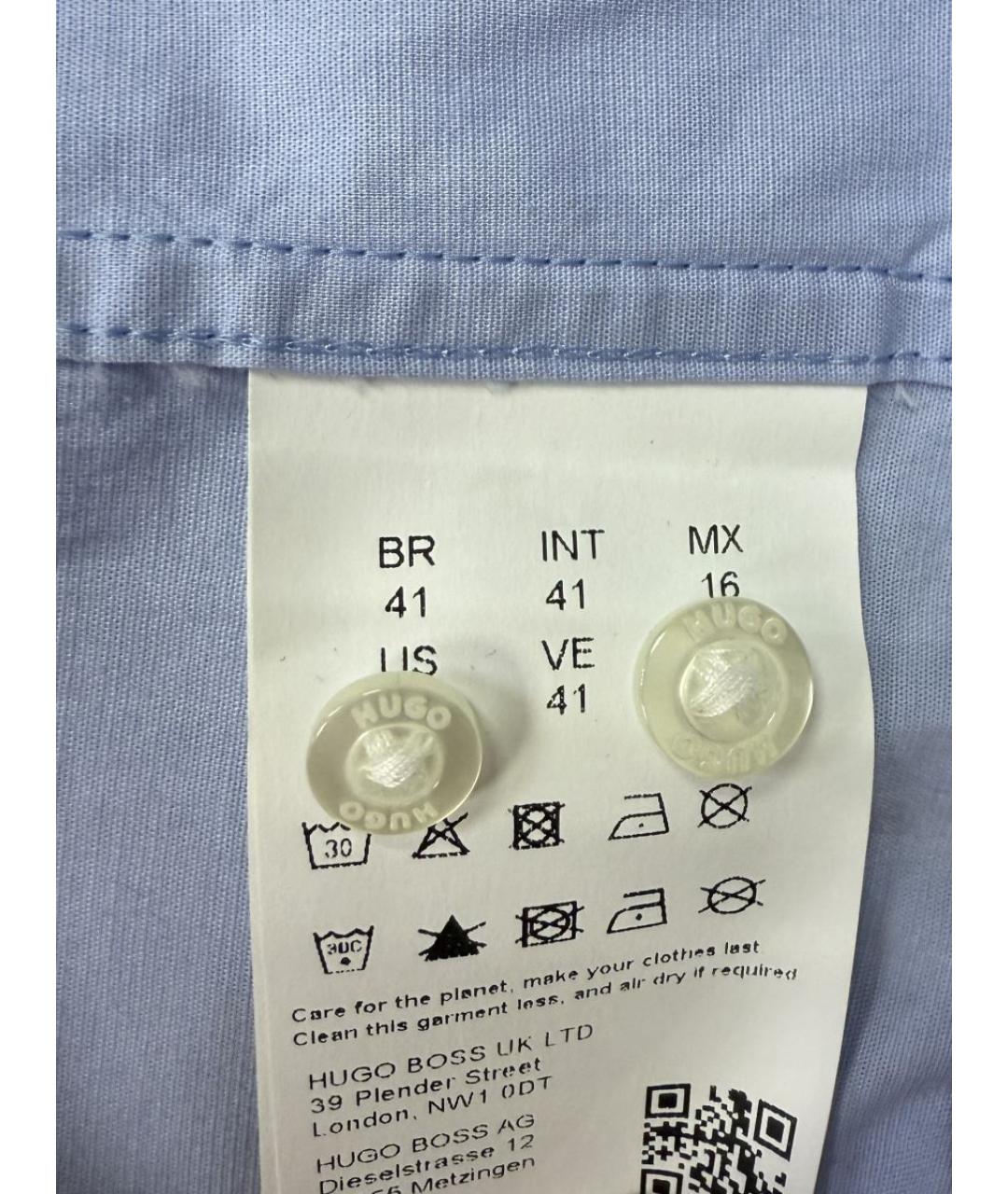 HUGO BOSS Голубая хлопковая классическая рубашка, фото 4