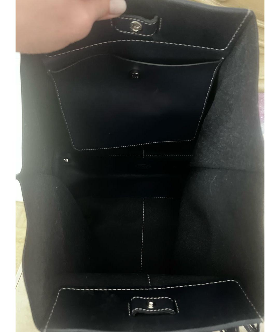 TOD'S Темно-синяя кожаная сумка тоут, фото 4