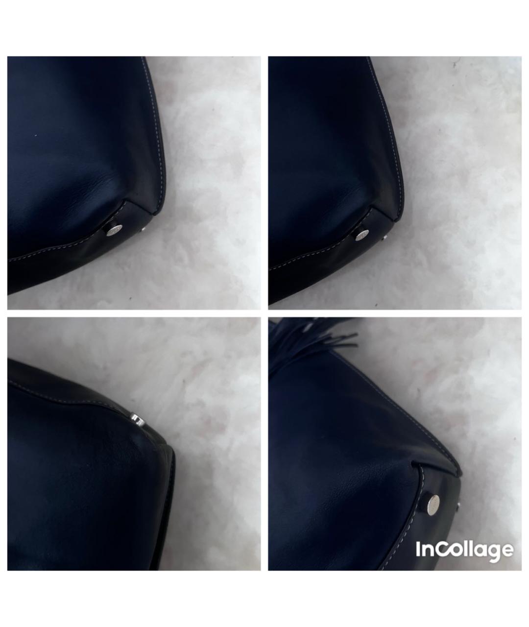 TOD'S Темно-синяя кожаная сумка тоут, фото 5