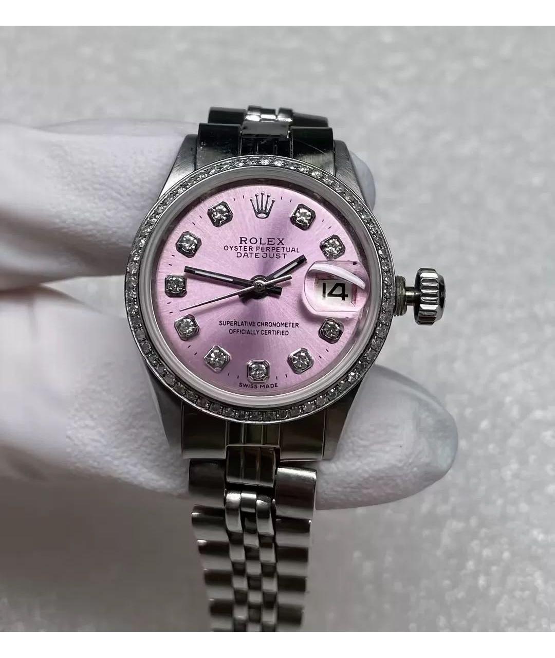 ROLEX Розовые металлические часы, фото 4