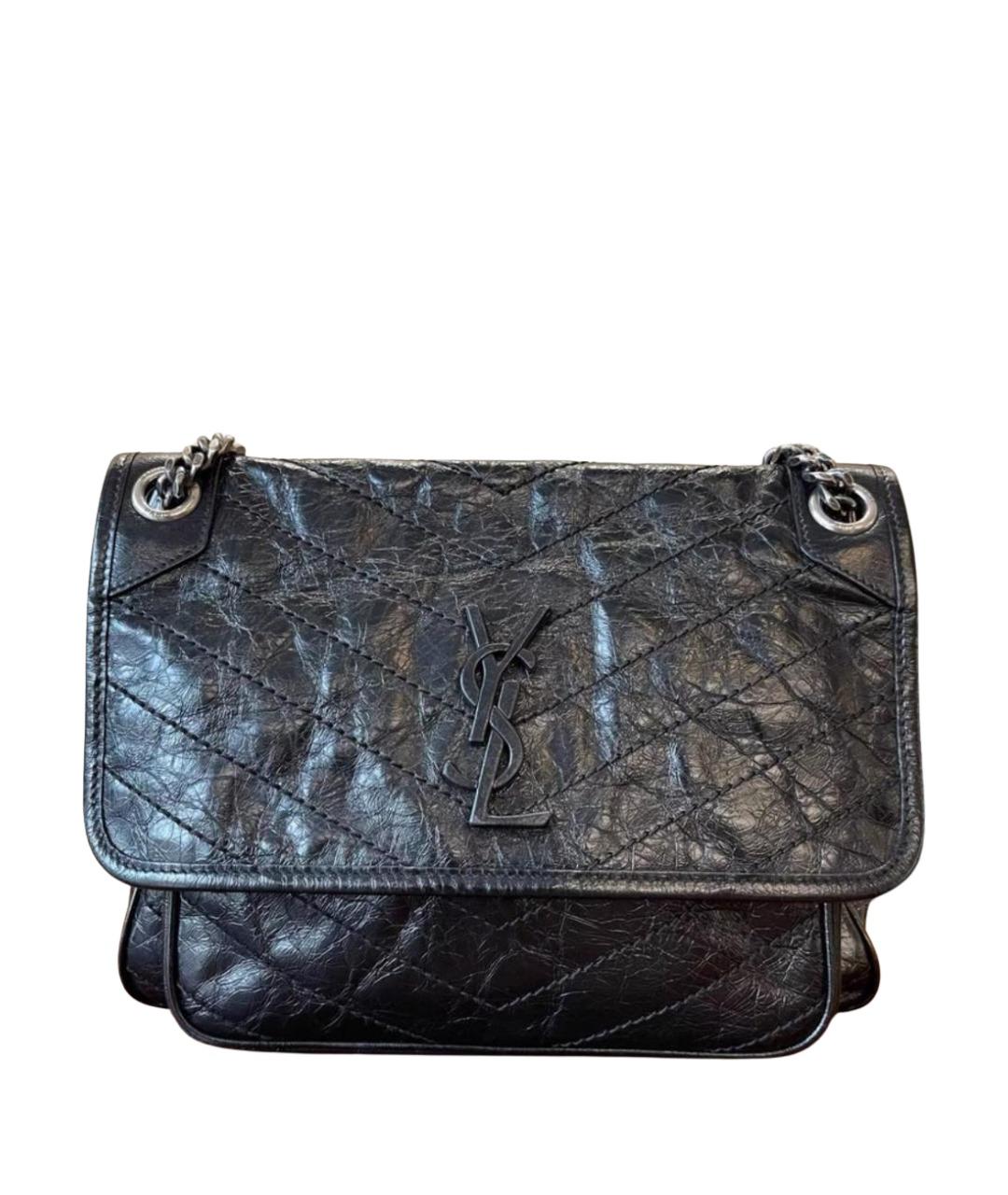 SAINT LAURENT Черная кожаная сумка через плечо, фото 7