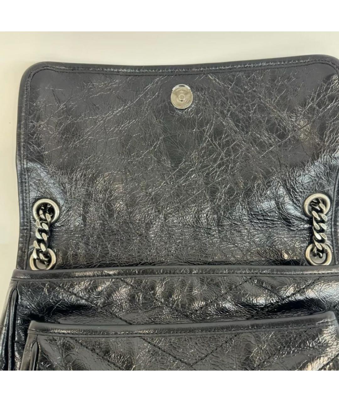 SAINT LAURENT Черная кожаная сумка через плечо, фото 4