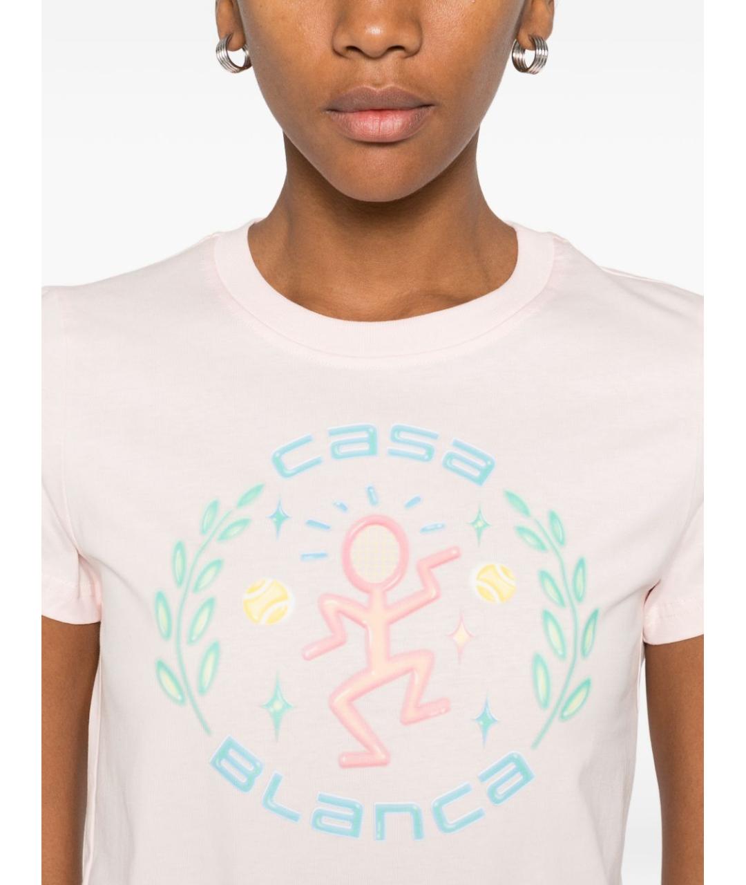 CASABLANCA Розовая хлопковая футболка, фото 2