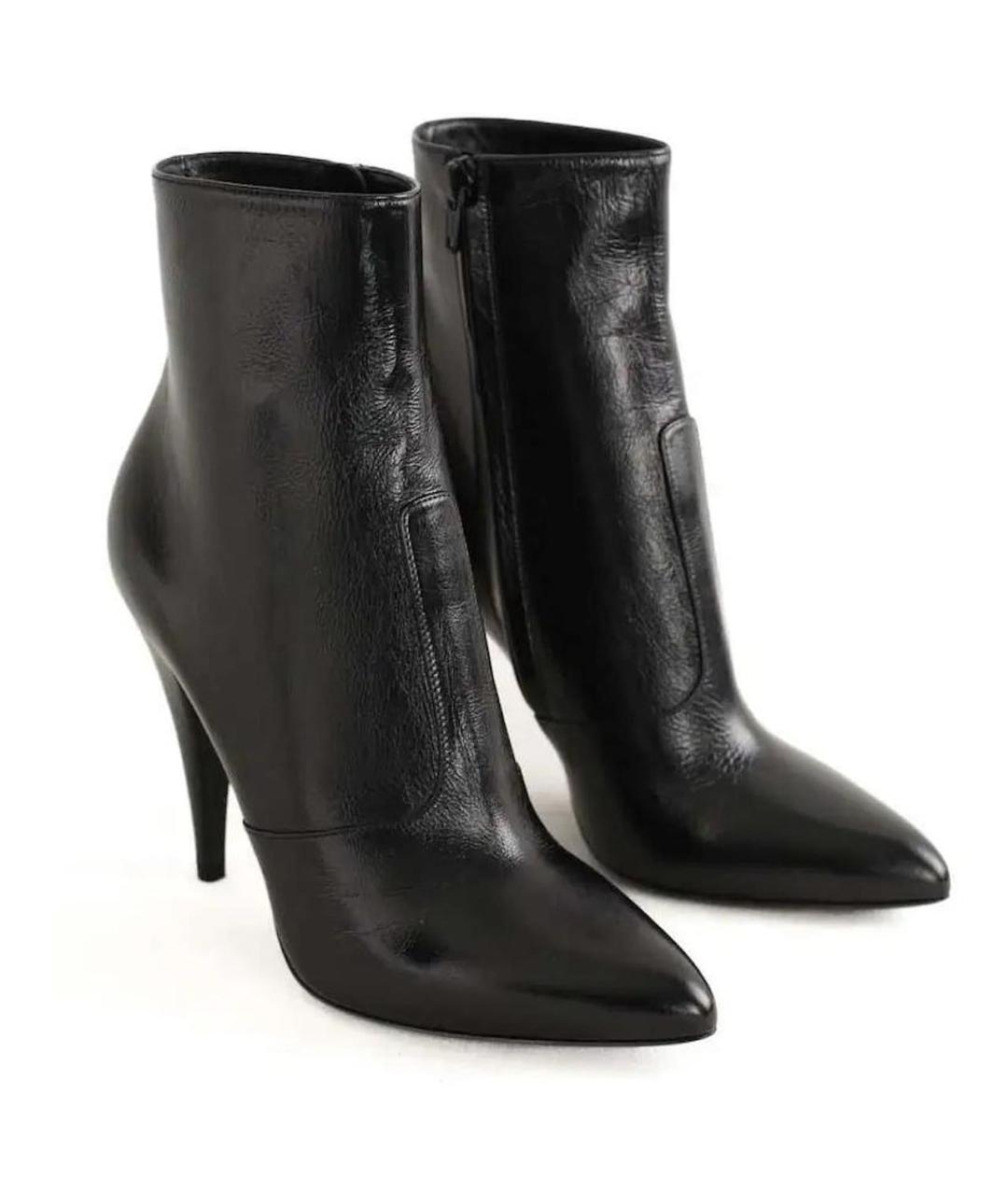 SAINT LAURENT Черные кожаные ботинки, фото 3