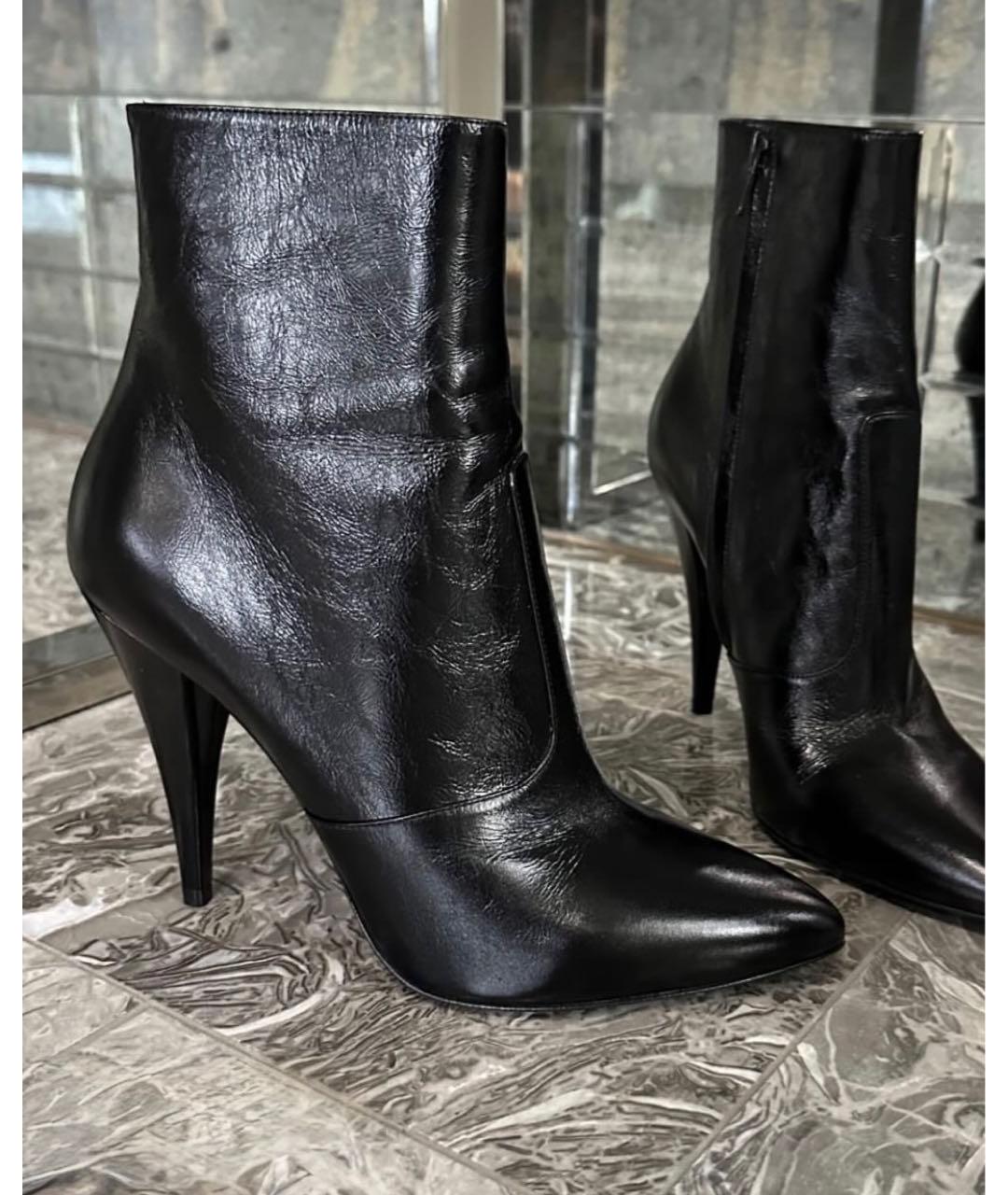 SAINT LAURENT Черные кожаные ботинки, фото 5