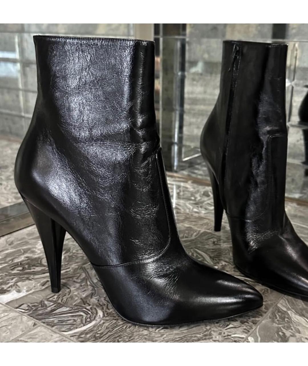 SAINT LAURENT Черные кожаные ботильоны, фото 4