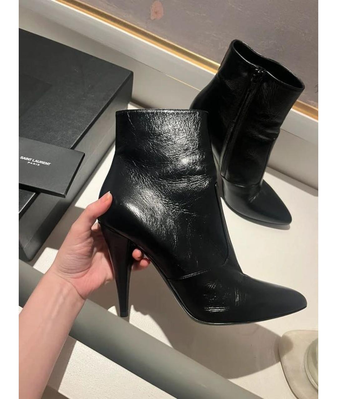 SAINT LAURENT Черные кожаные ботильоны, фото 3