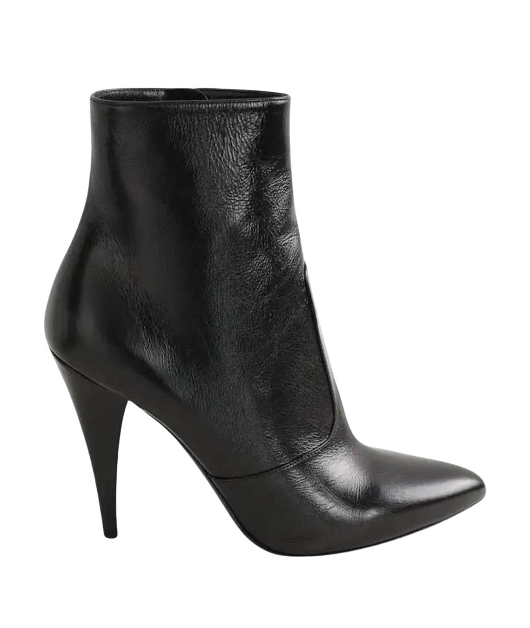 SAINT LAURENT Черные кожаные ботинки, фото 1