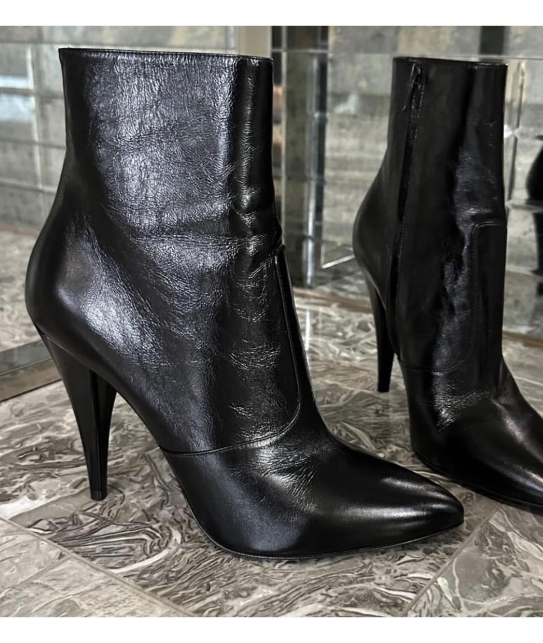 SAINT LAURENT Черные кожаные ботинки, фото 5