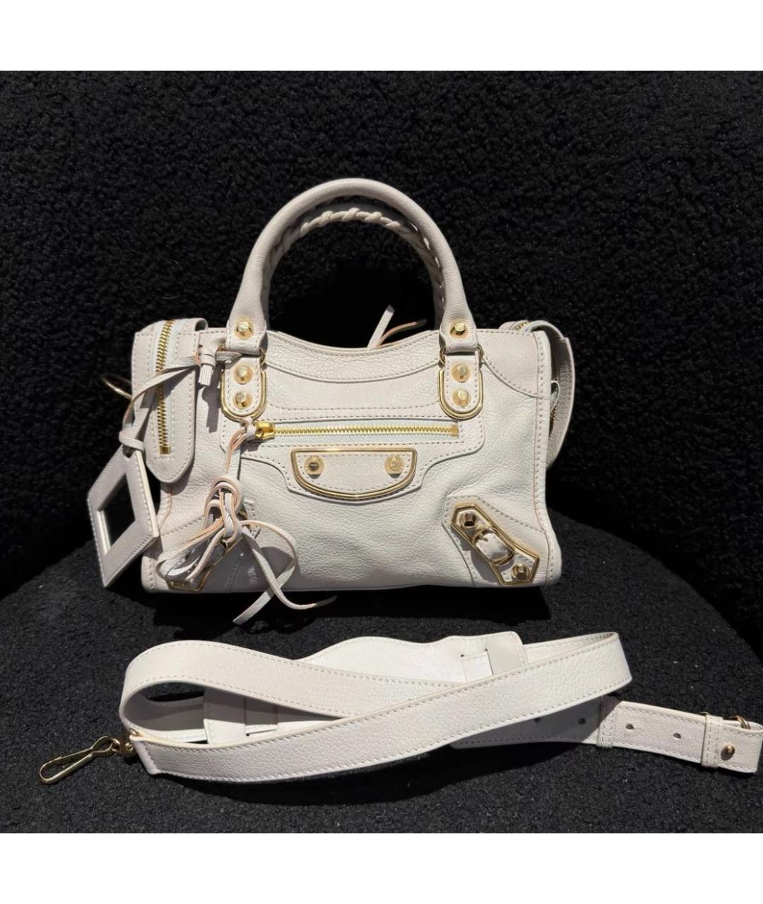 BALENCIAGA Белая кожаная сумка через плечо, фото 6