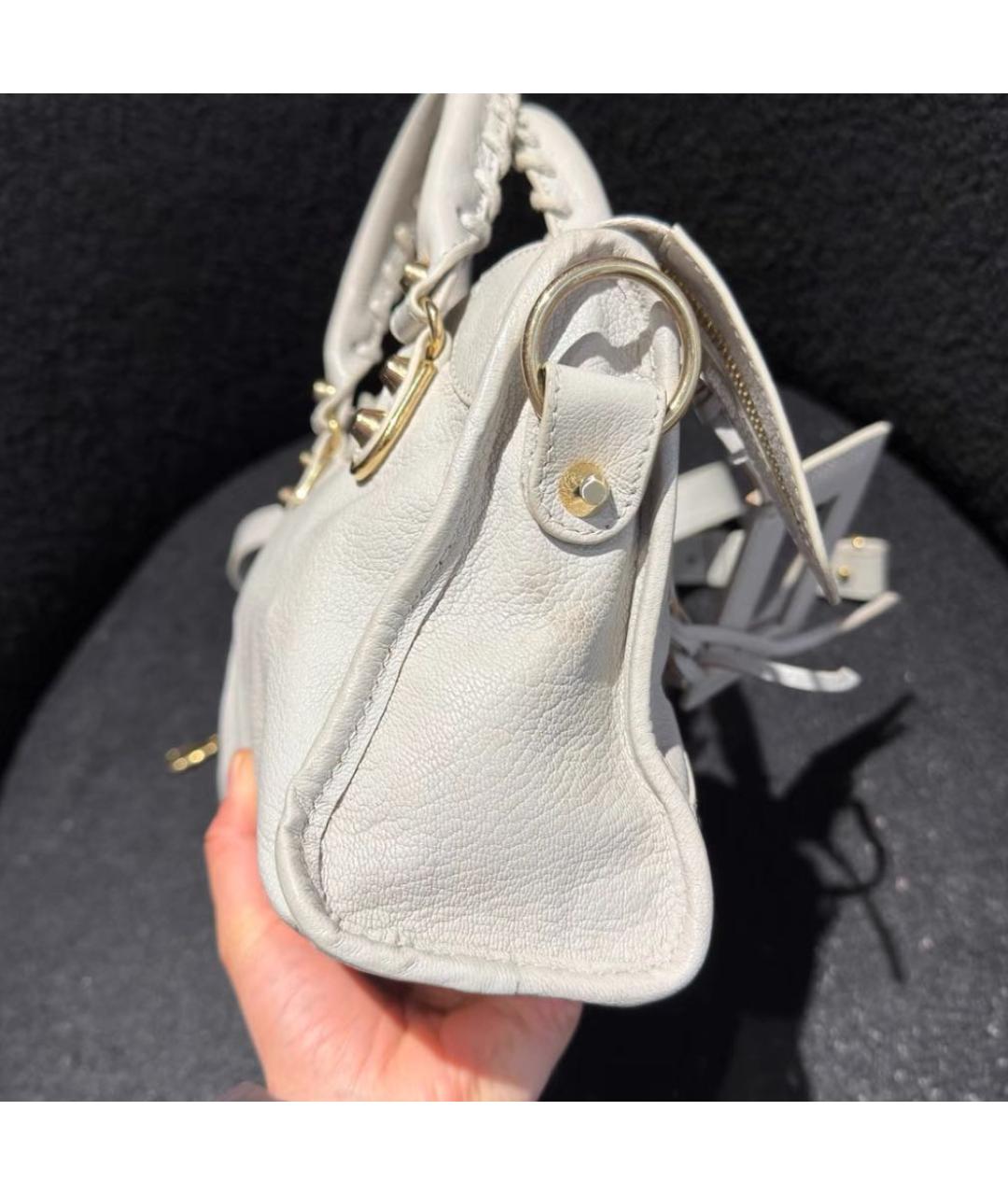 BALENCIAGA Белая кожаная сумка через плечо, фото 4