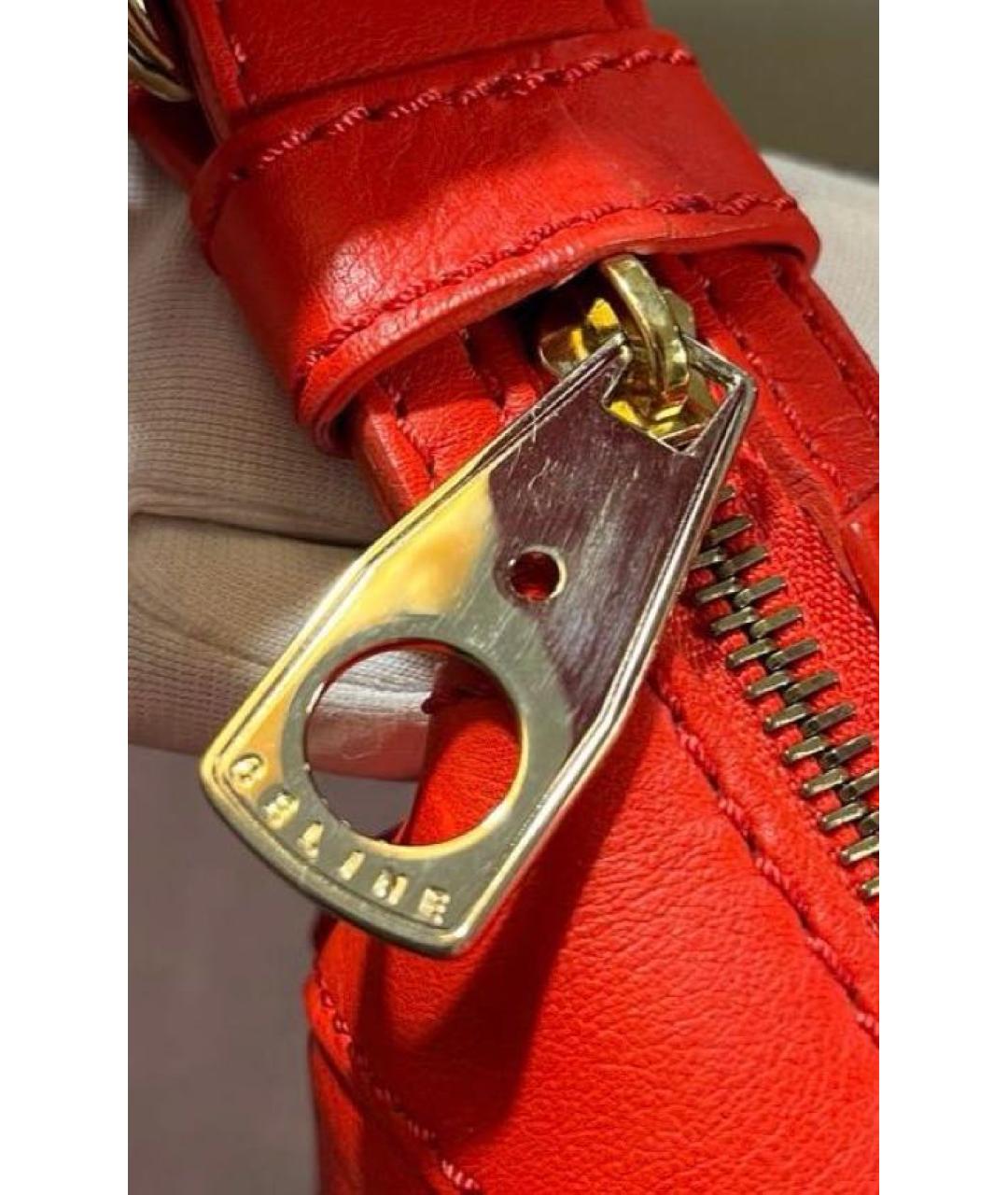 CELINE Красная кожаная сумка с короткими ручками, фото 6