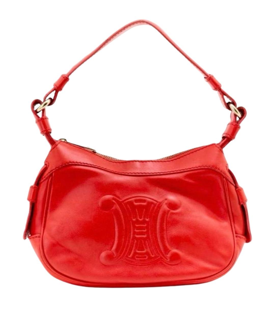 CELINE Красная кожаная сумка с короткими ручками, фото 1