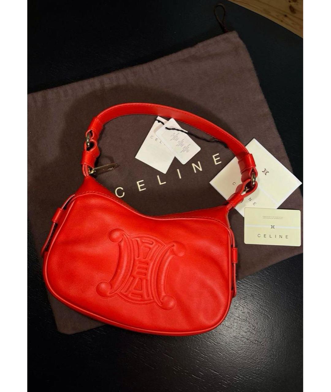 CELINE Красная кожаная сумка с короткими ручками, фото 2