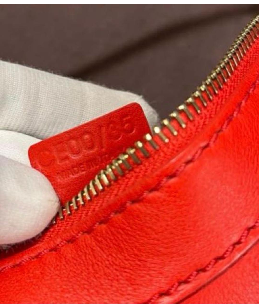 CELINE Красная кожаная сумка с короткими ручками, фото 5