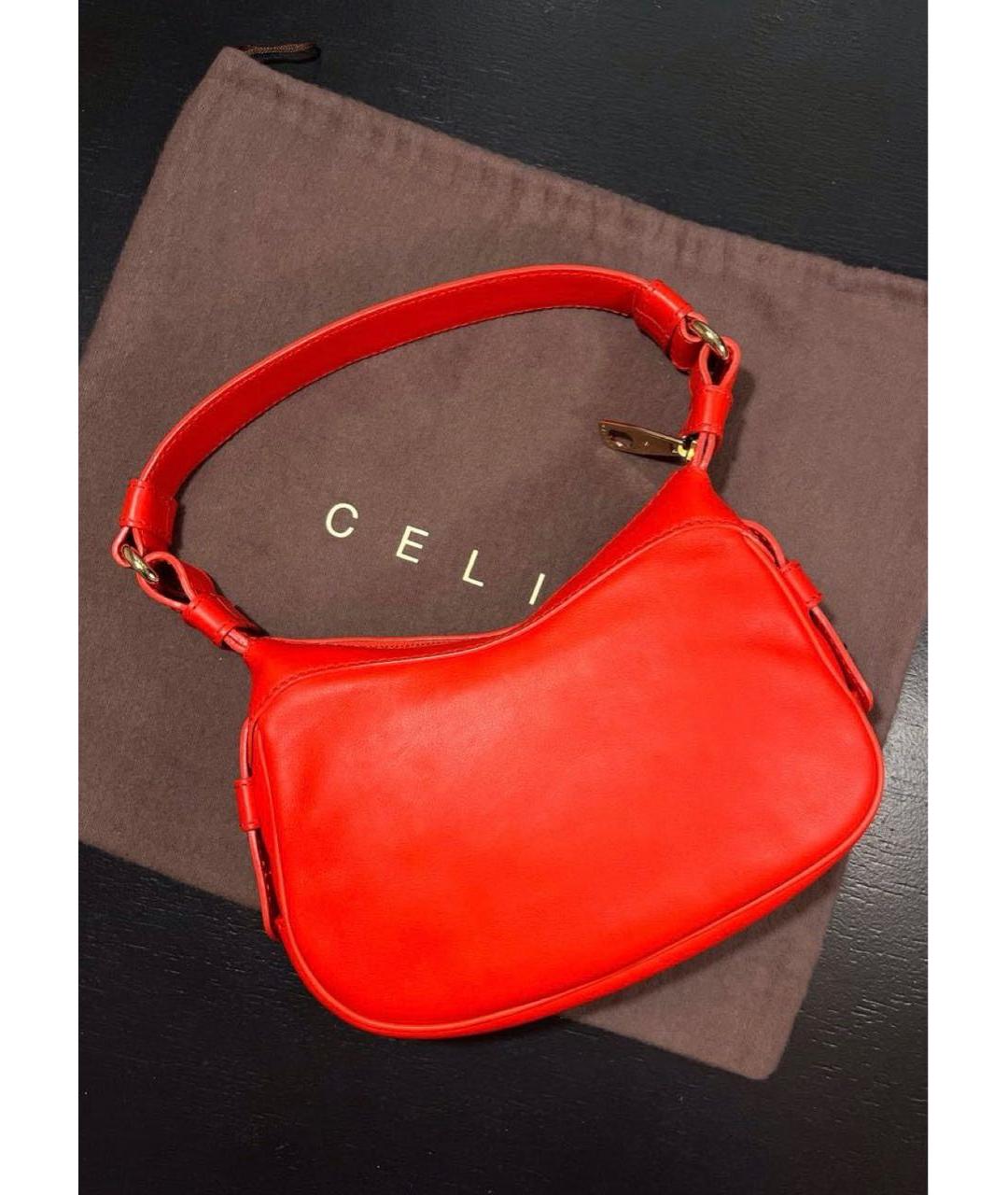CELINE Красная кожаная сумка с короткими ручками, фото 3