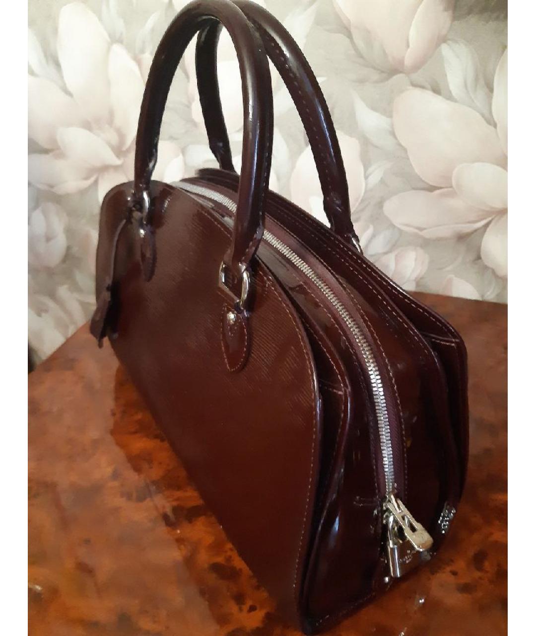 LOUIS VUITTON Бордовая кожаная сумка с короткими ручками, фото 3