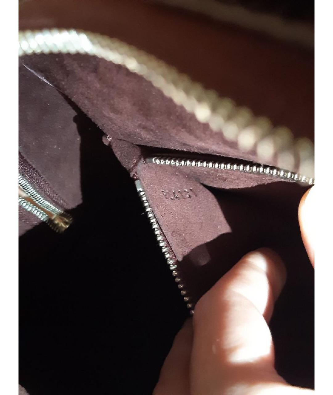 LOUIS VUITTON Бордовая кожаная сумка с короткими ручками, фото 6