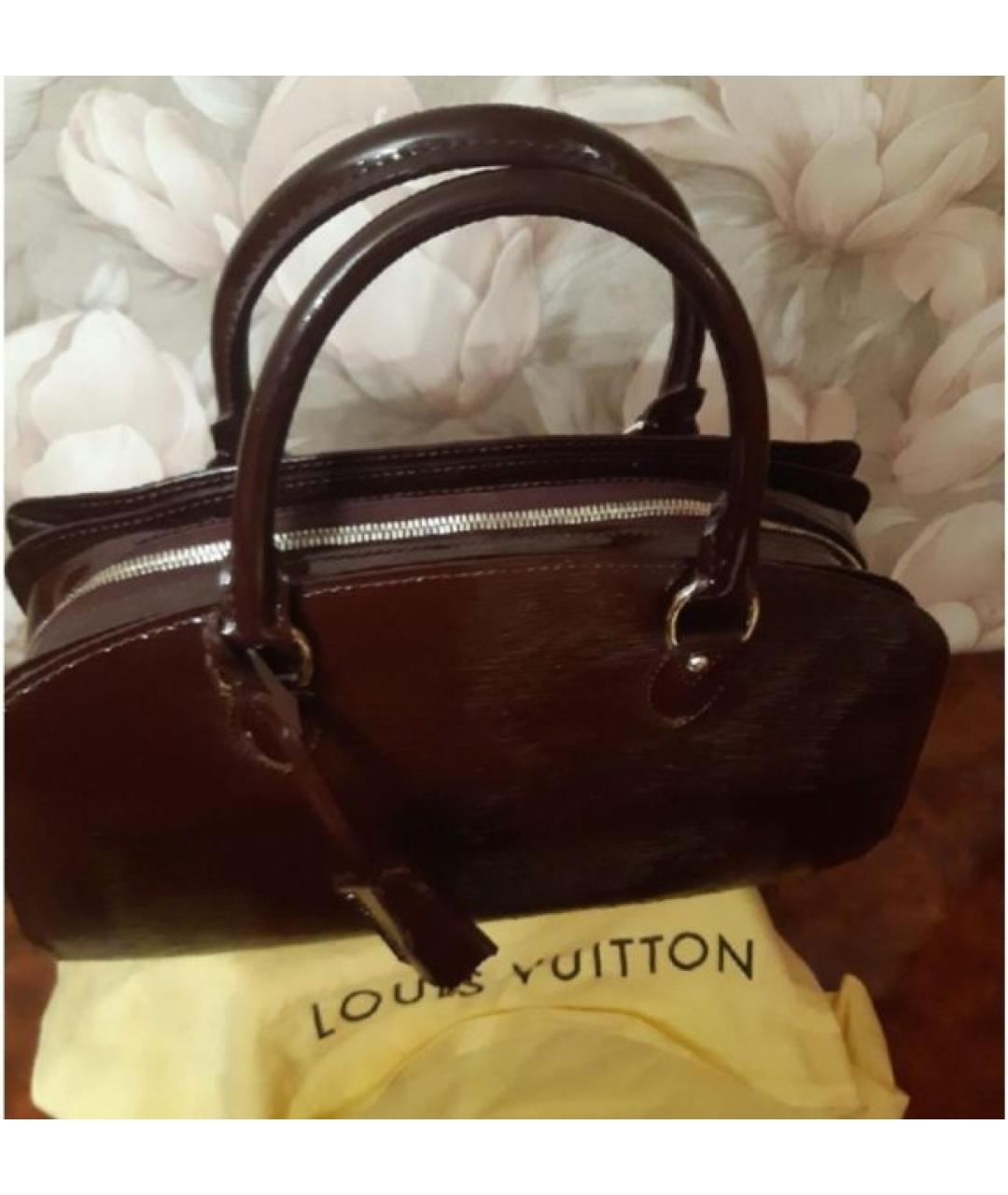 LOUIS VUITTON Бордовая кожаная сумка с короткими ручками, фото 4