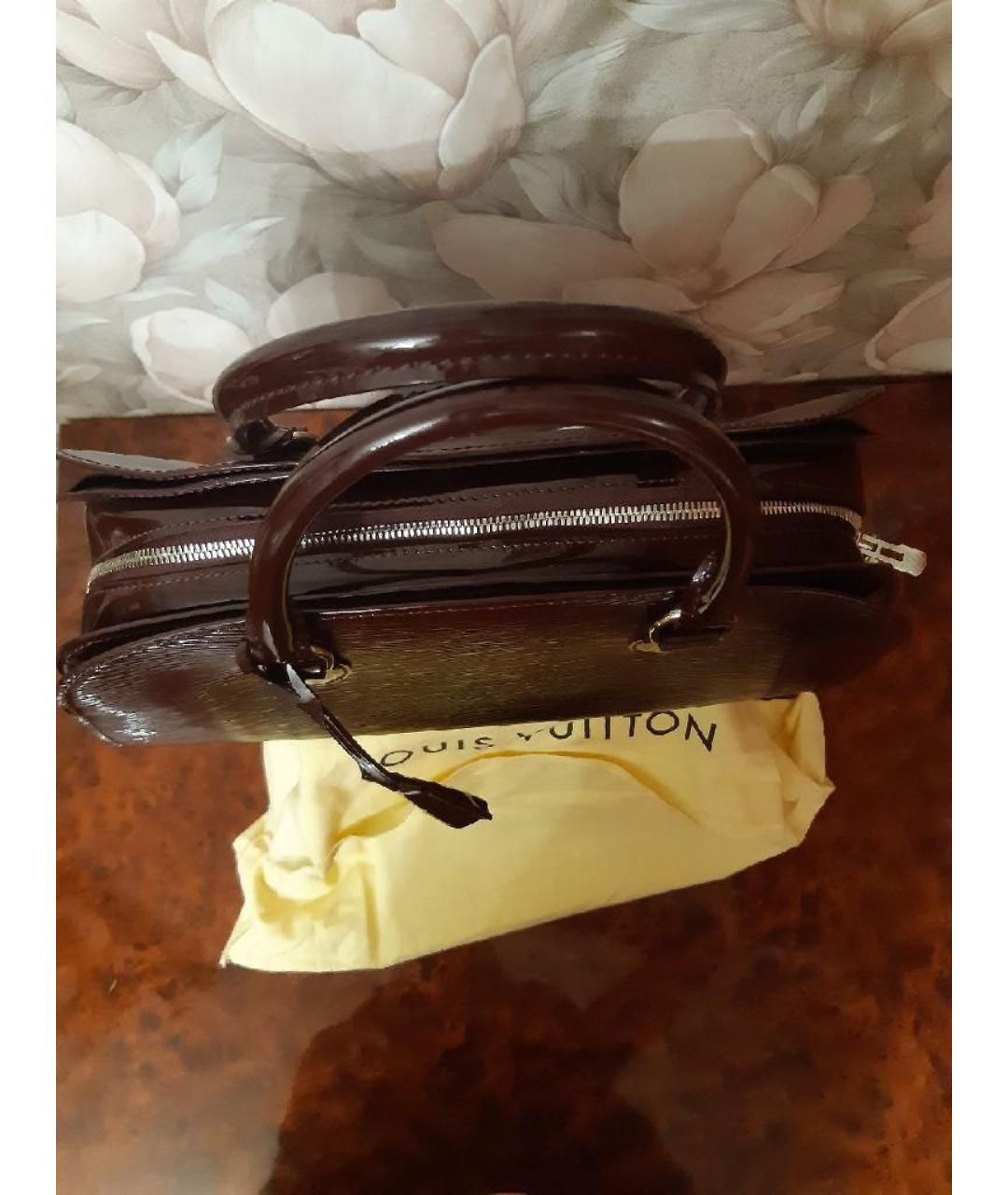 LOUIS VUITTON Бордовая кожаная сумка с короткими ручками, фото 7