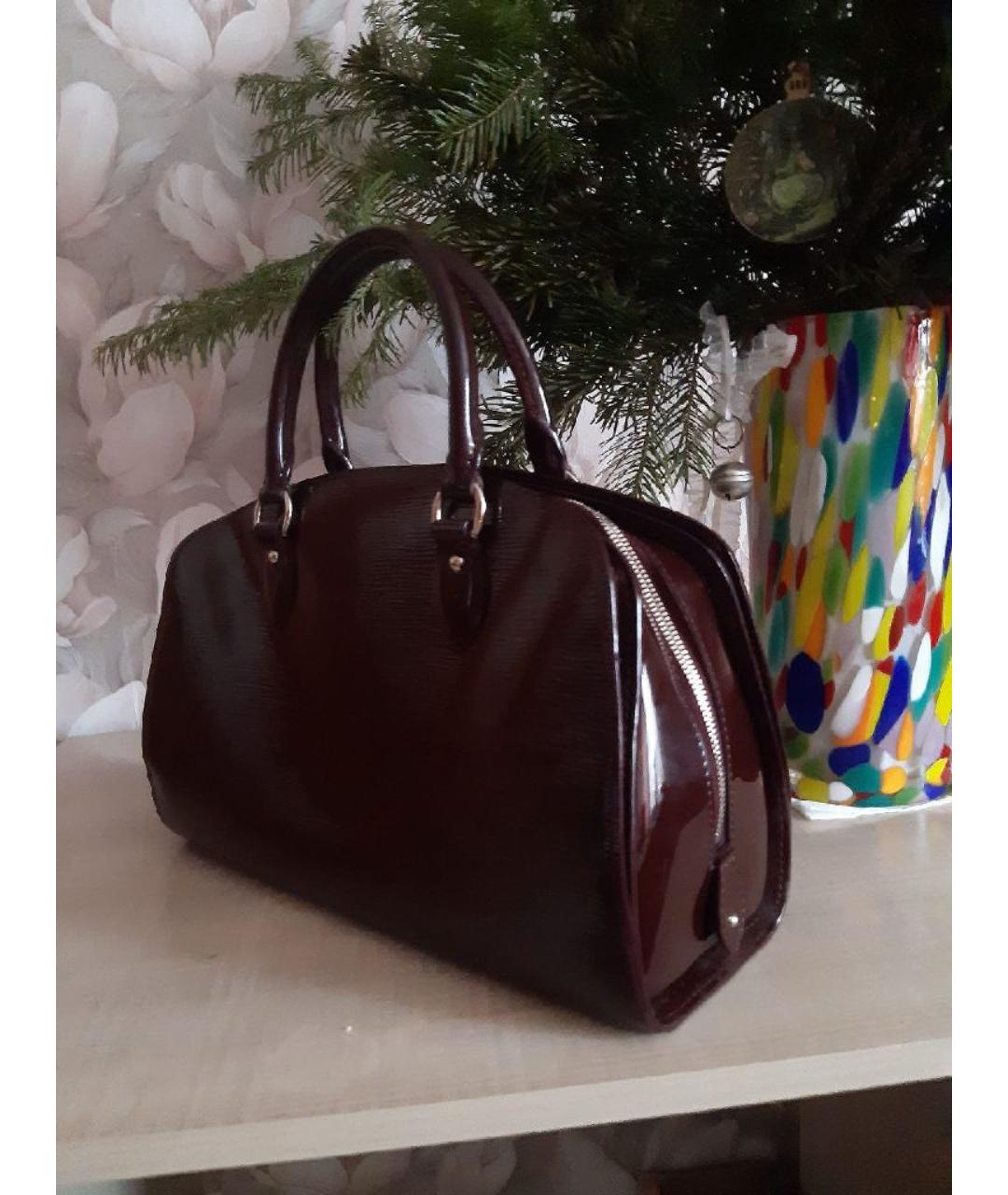 LOUIS VUITTON Бордовая кожаная сумка с короткими ручками, фото 8