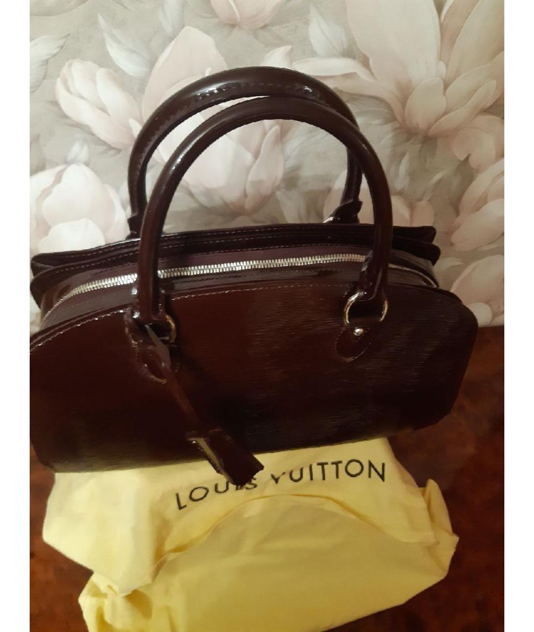 LOUIS VUITTON Бордовая кожаная сумка с короткими ручками, фото 2