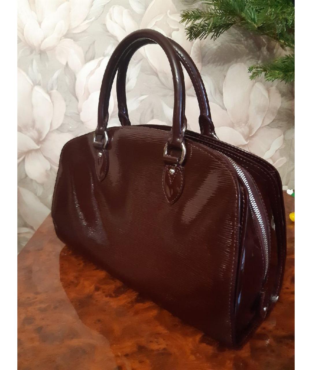 LOUIS VUITTON Бордовая кожаная сумка с короткими ручками, фото 9