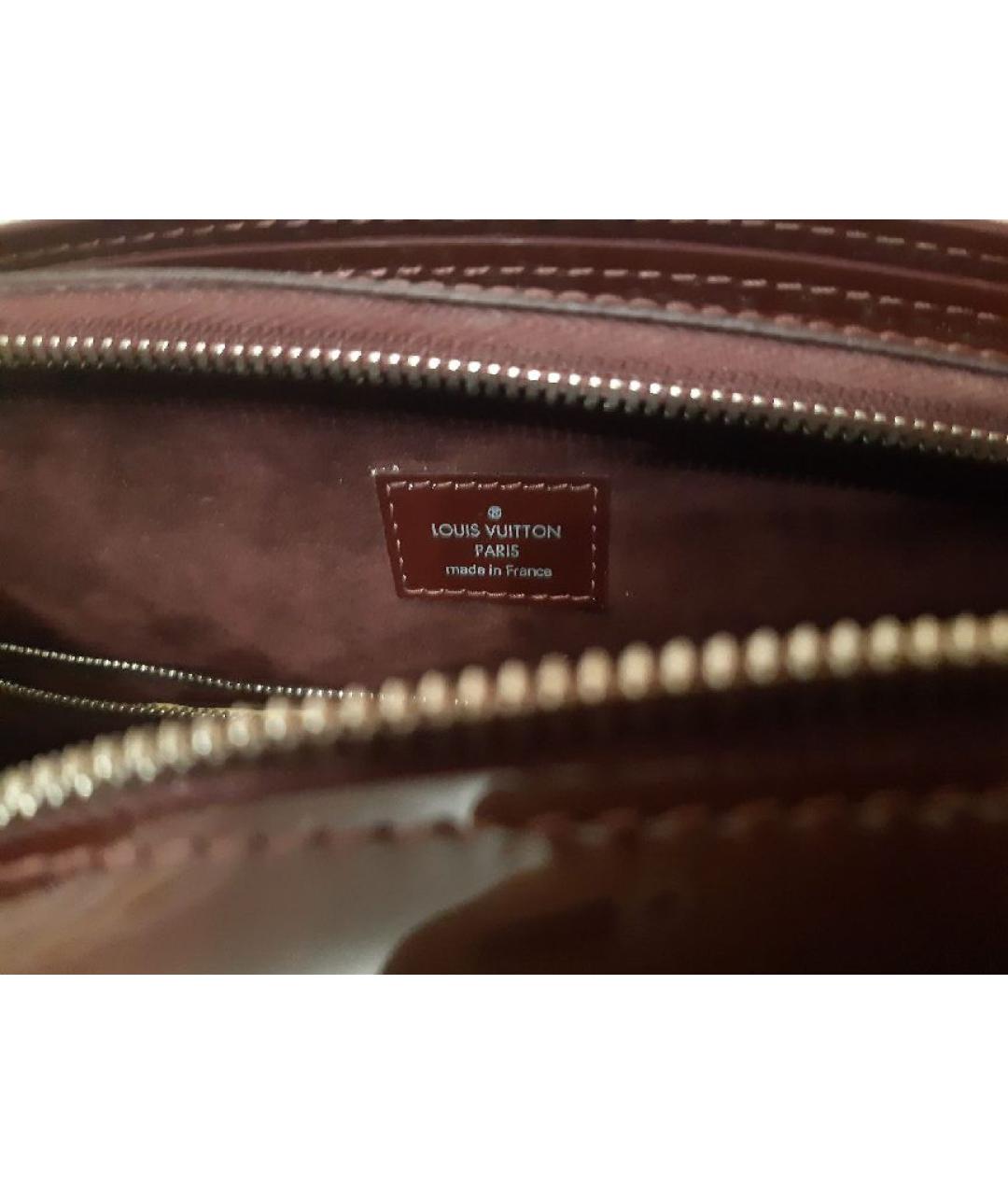 LOUIS VUITTON Бордовая кожаная сумка с короткими ручками, фото 5