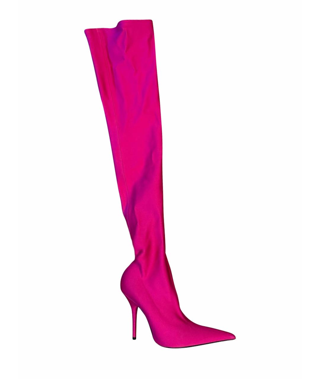 BALENCIAGA Фуксия синтетические ботфорты, фото 1